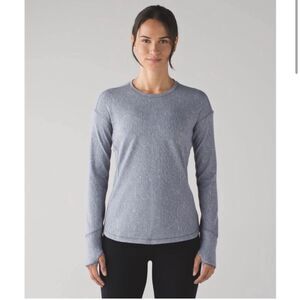 Lululemon Outrun Long Sleeve Running Luon Suited Jacquard Arctic Grey 4